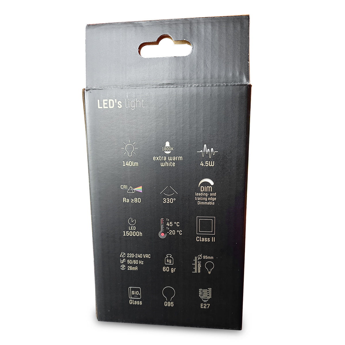 Dimmable smoked bulb with E27 base 140 lumens 1800 Kelvins 4.5 watts