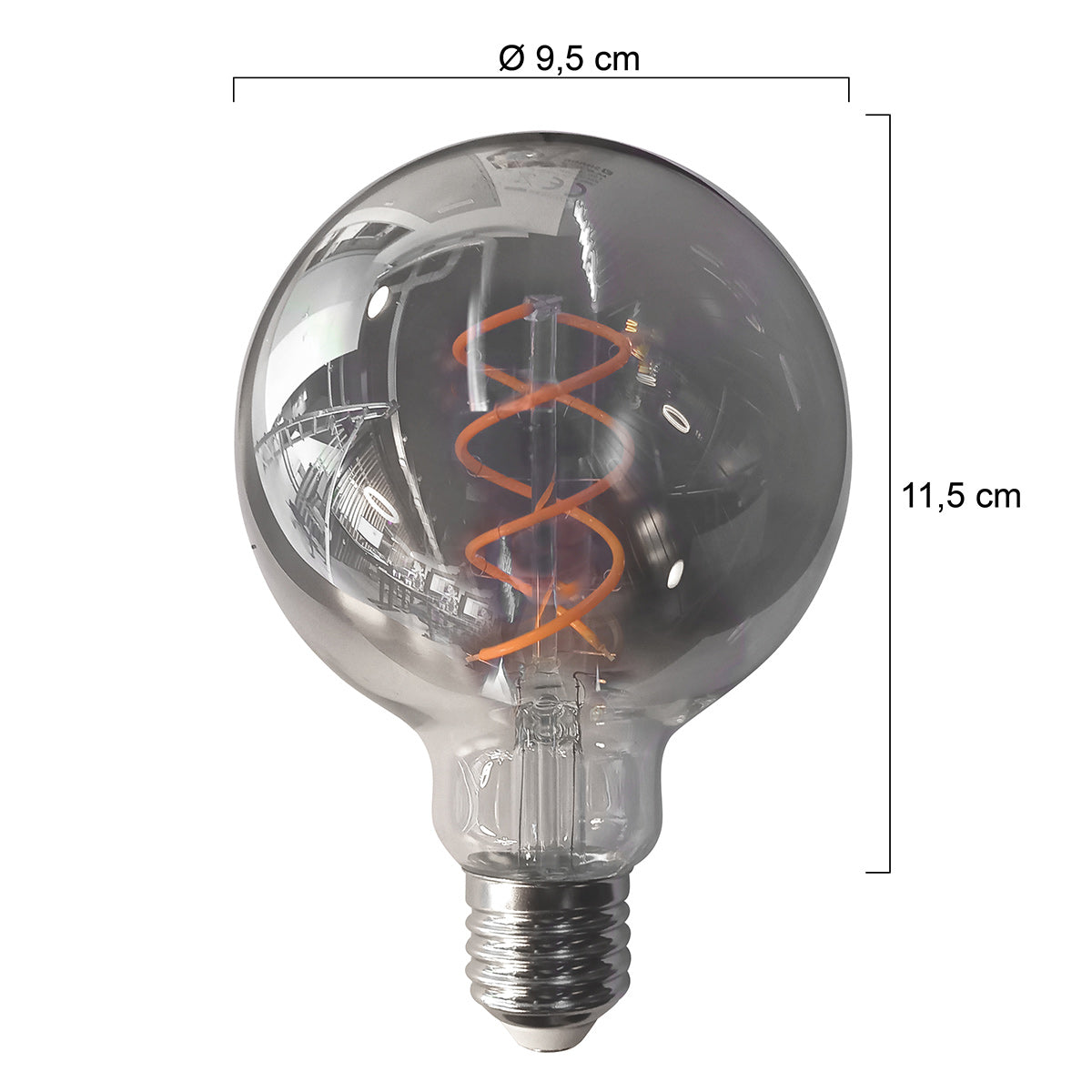 Dimmable smoked bulb with E27 base 140 lumens 1800 Kelvins 4.5 watts