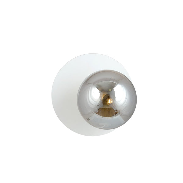 Oslo 1-light white wall lamp, graphite glass