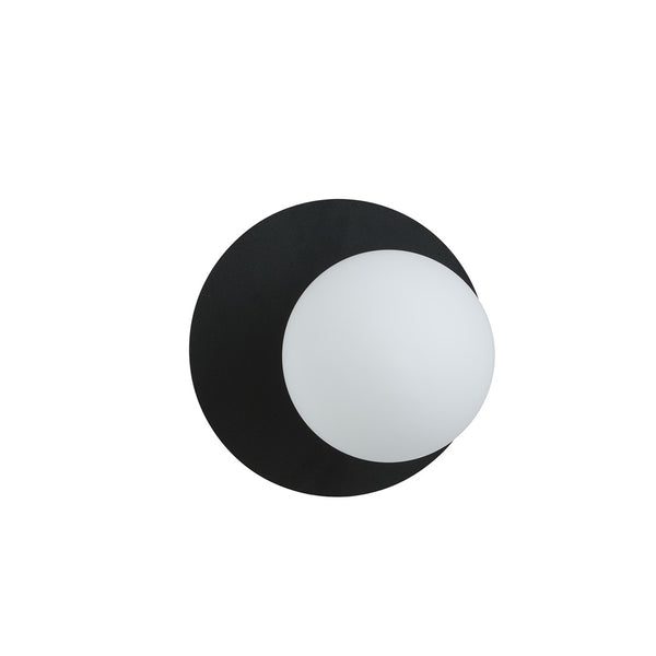 Oslo 1-light black wall lamp, opal glass