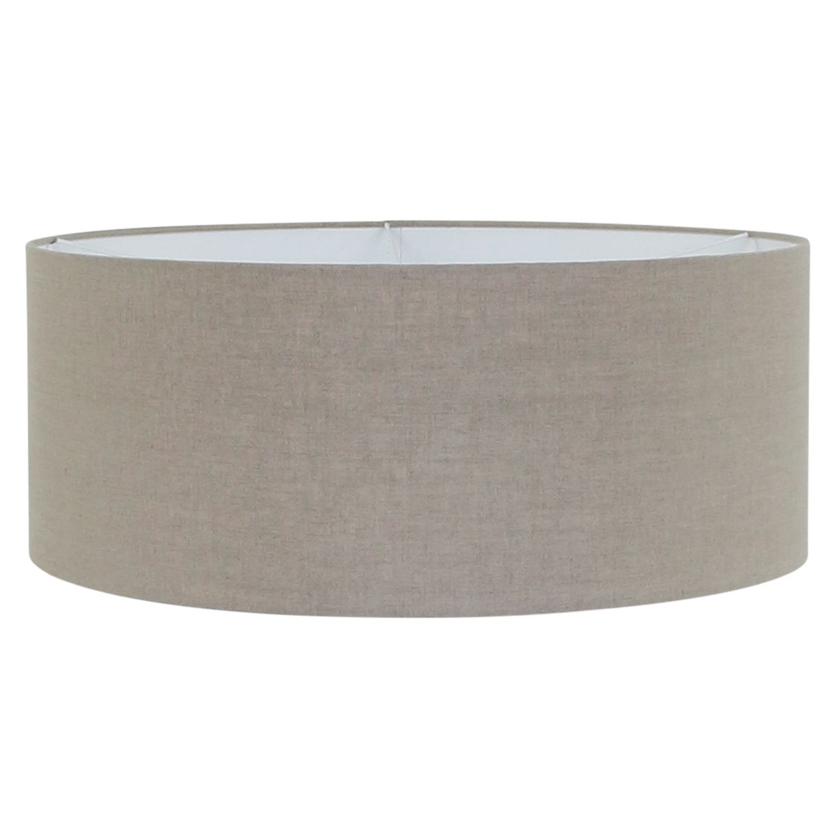 Vue de face de l'abat-jour cylindrique en lin gris clair