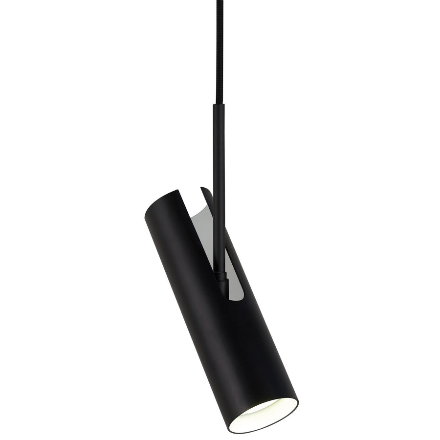 Détail du tube noir mat et de sa fente latérale, intérieur blanc
