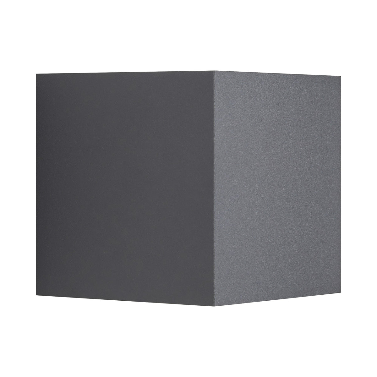 Applique murale cubique gris anthracite vue de trois quarts sur fond blanc