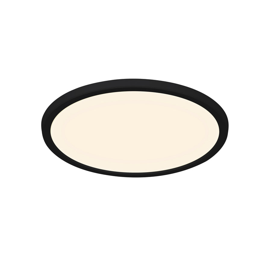 Version noire du plafonnier rond, cerclage mat et diffuseur blanc crème
