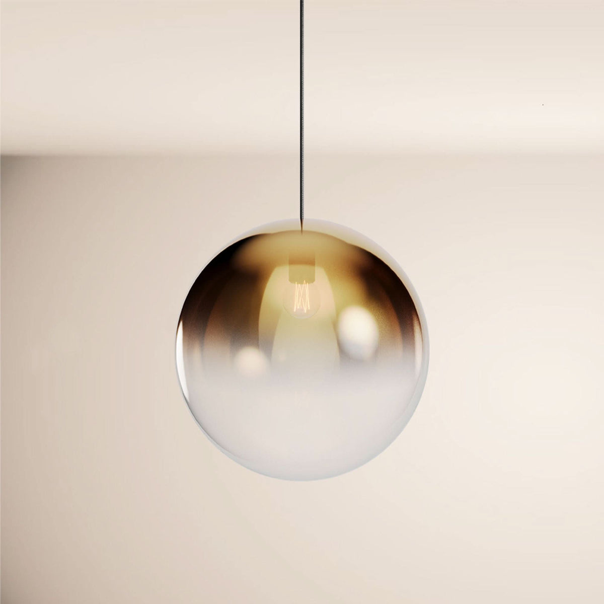 Suspension Orb globe en verre, câble 1,5 m, monture noire
