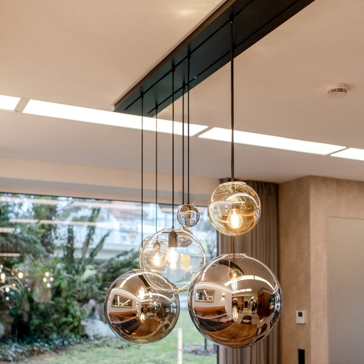 Suspension Orb globe en verre, câble 1,5 m, monture blanche