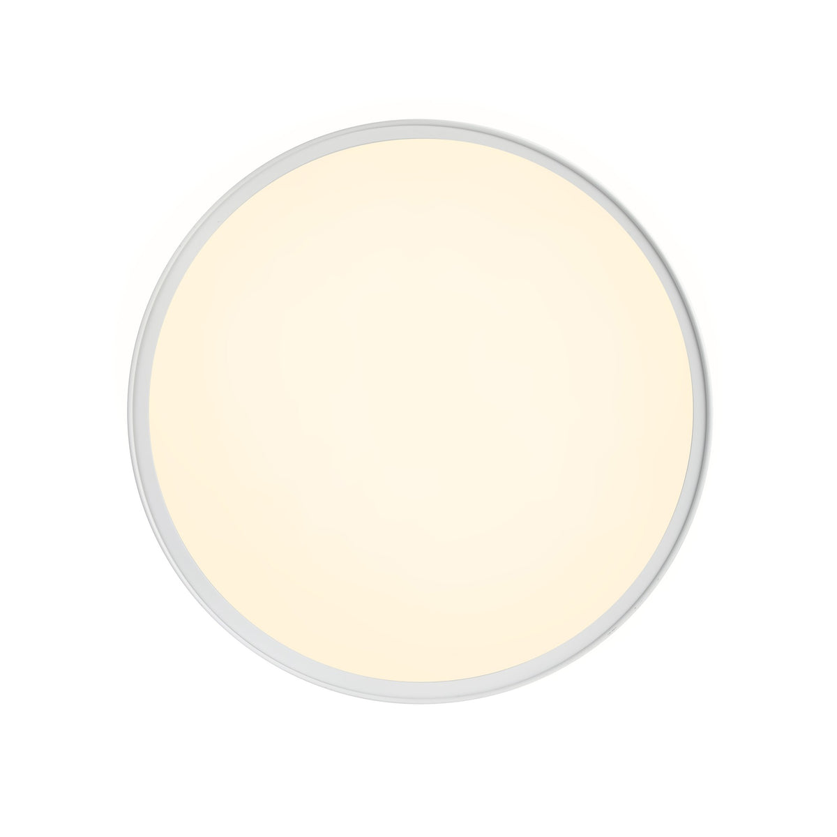 Vue de dessous montrant le diffuseur circulaire blanc uniformément lumineux
