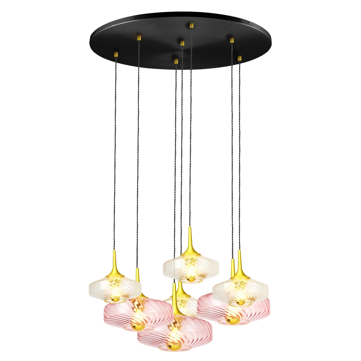 Rosace Roxanne 07 – Suspension architecturale 7 lumières en verre soufflé, style contemporain