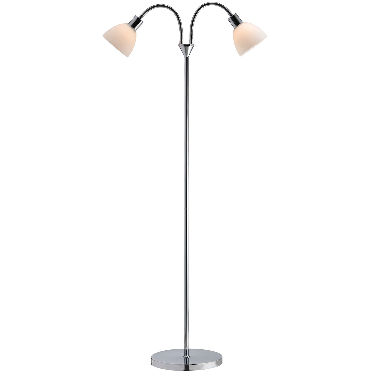 Lampadaire Ray Double chromé, verre