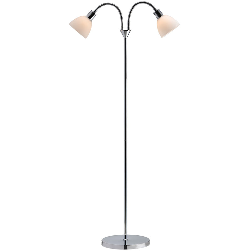 Lampadaire Ray Double chromé, verre