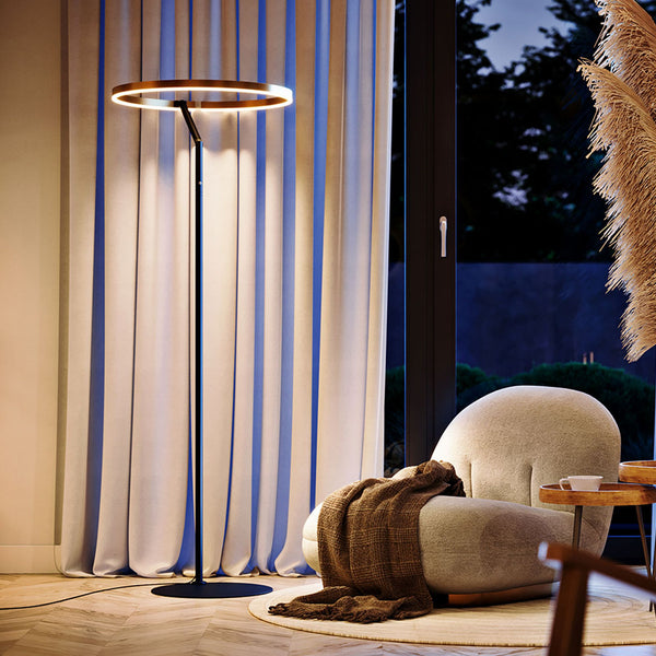 Lampadaire LED Ring, Ø 60 cm, variateur tactile