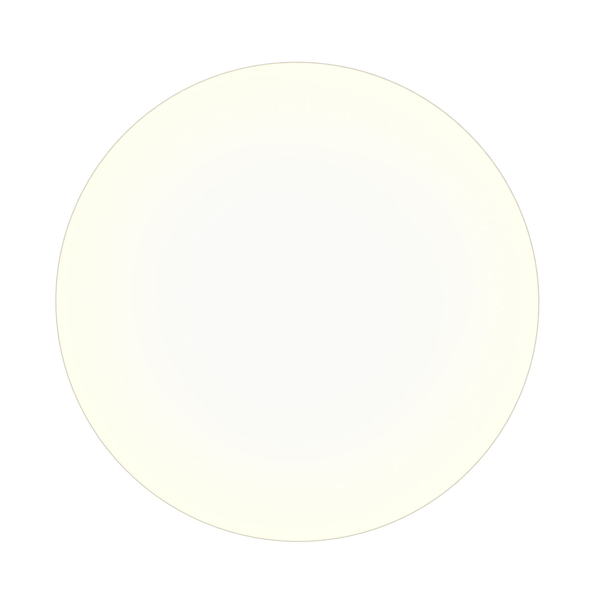Vue plongeante du diffuseur rond crème allumé, surface lisse et uniforme