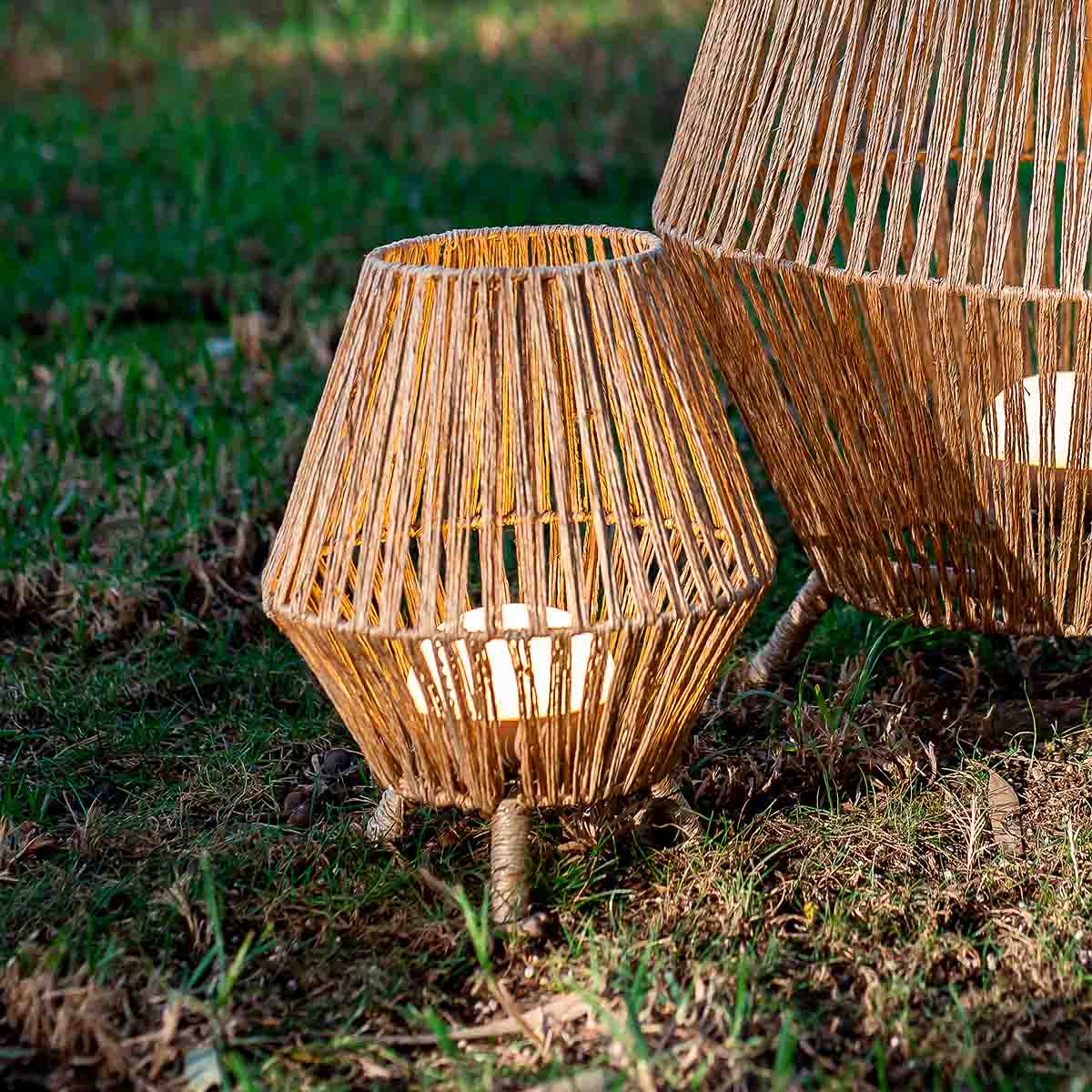 Lampe à poser sans fil Sisine 30 en fibres naturelles