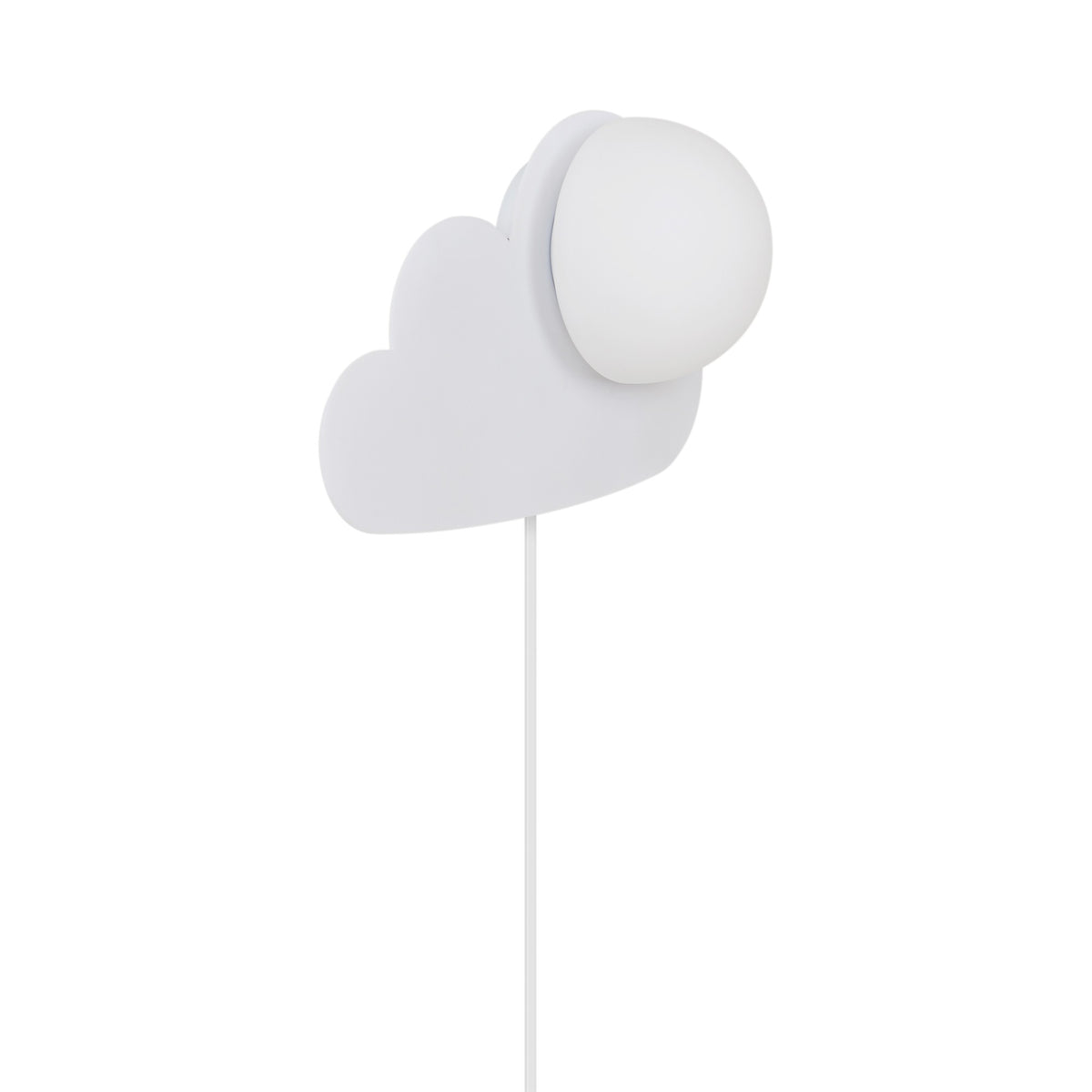 Appareil éteint vu de trois quarts, nuage blanc et globe opaque
