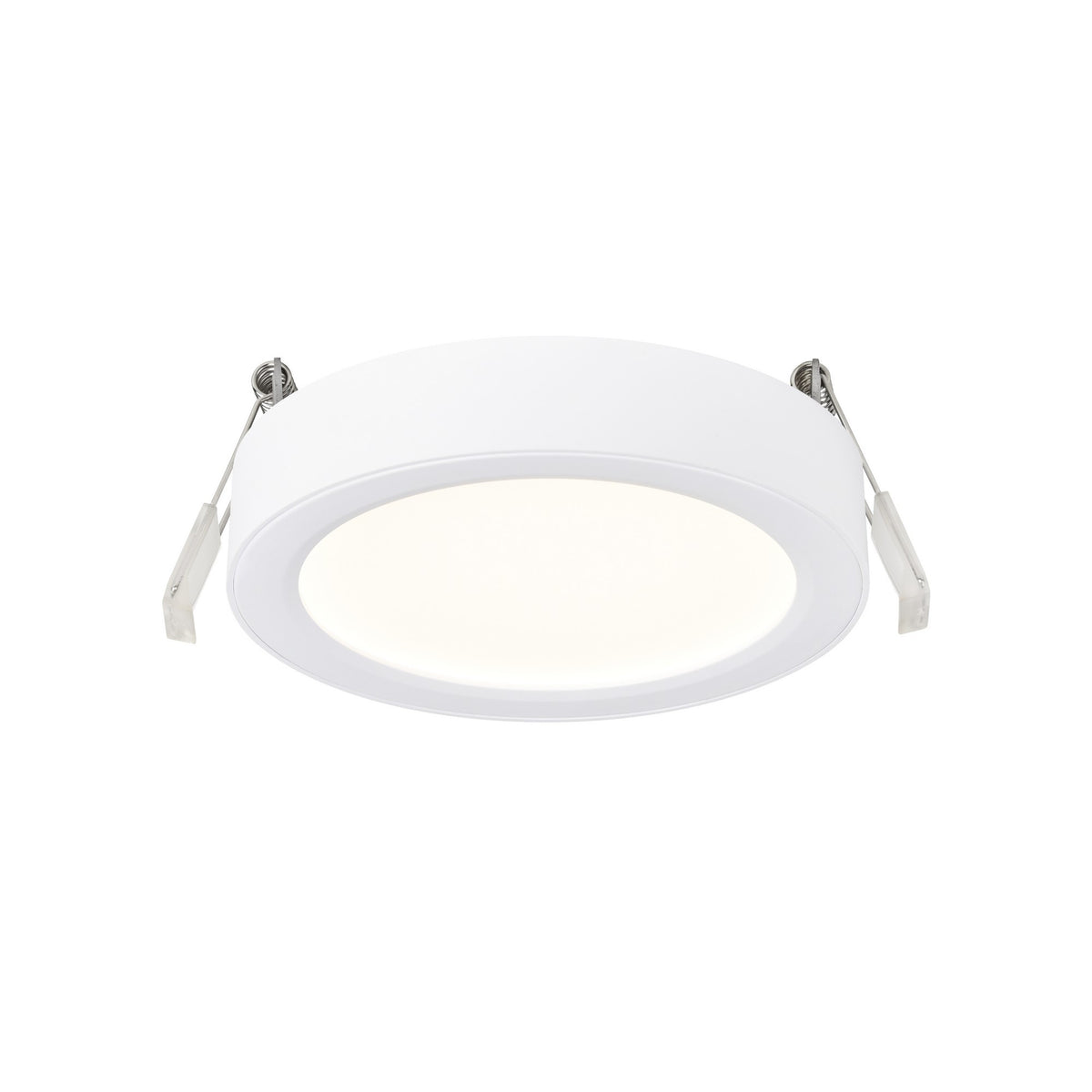 vue de face du spot LED rond avec ses ressorts de fixation apparents