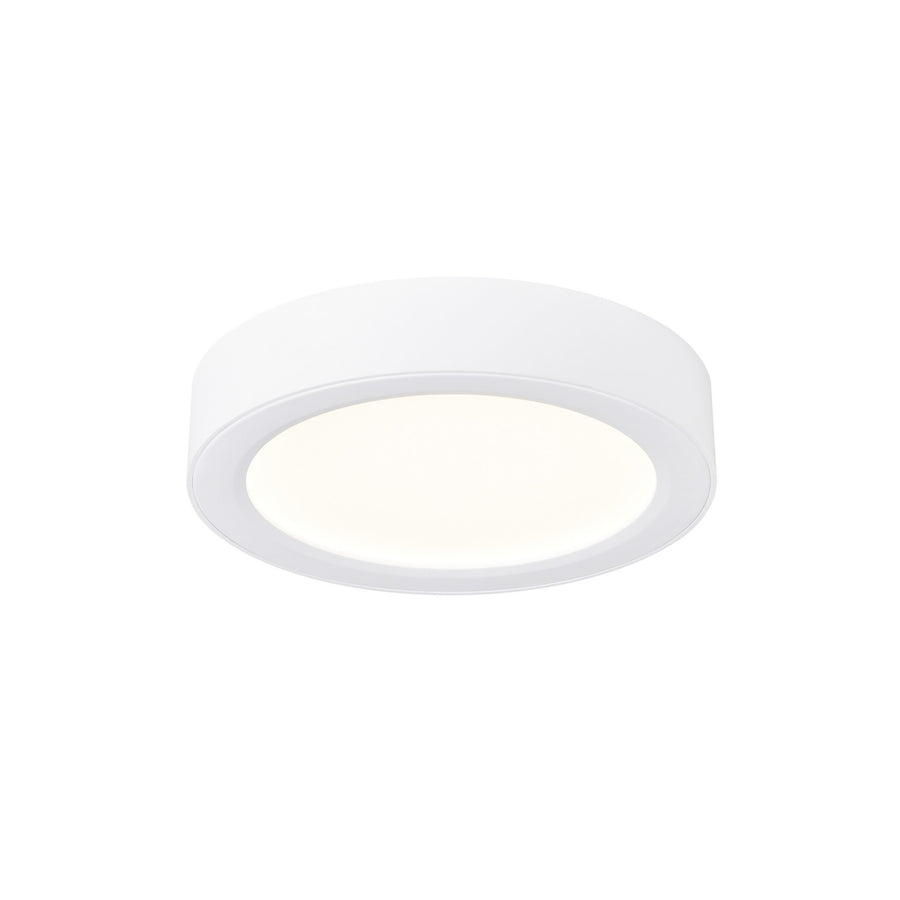 vue de trois quarts présentant le boîtier cylindrique blanc et sa fine bague