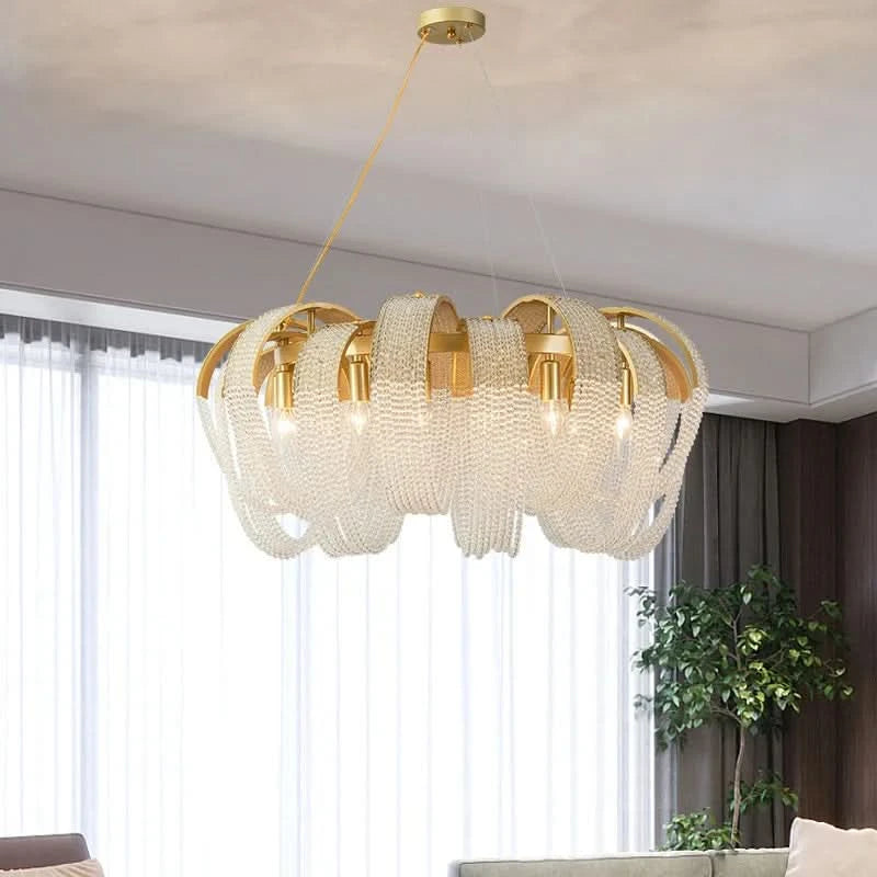 Lustre en cristal à pampilles de luxe américain post-moderne | Designix - Luminaire - https://designix.fr
