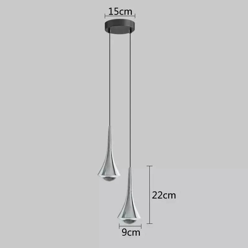 Nordic Light Luxury LED Pendant Lights Mirror Lamp Home Kitchen Island Dining Living Room Bar Cafe Droplight Fixture | Designix - Silver-2 heads Cold White - https://designix.fr/
