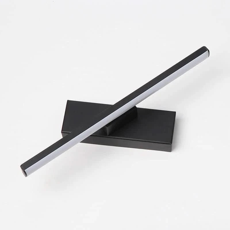 Détail du modèle noir éteint, tube LED coulissant sur platine rectangulaire en métal
