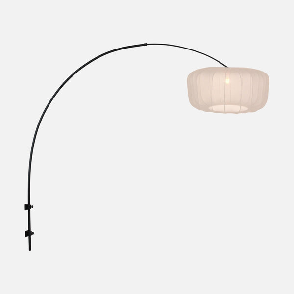 Arc wall lamp with white pleated lampshade, Ø 60 cm | Solyn