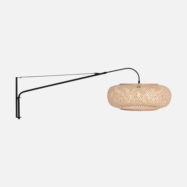 Bamboo wall lamp with adjustable arm, Ø60 lampshade | Elegant Classy