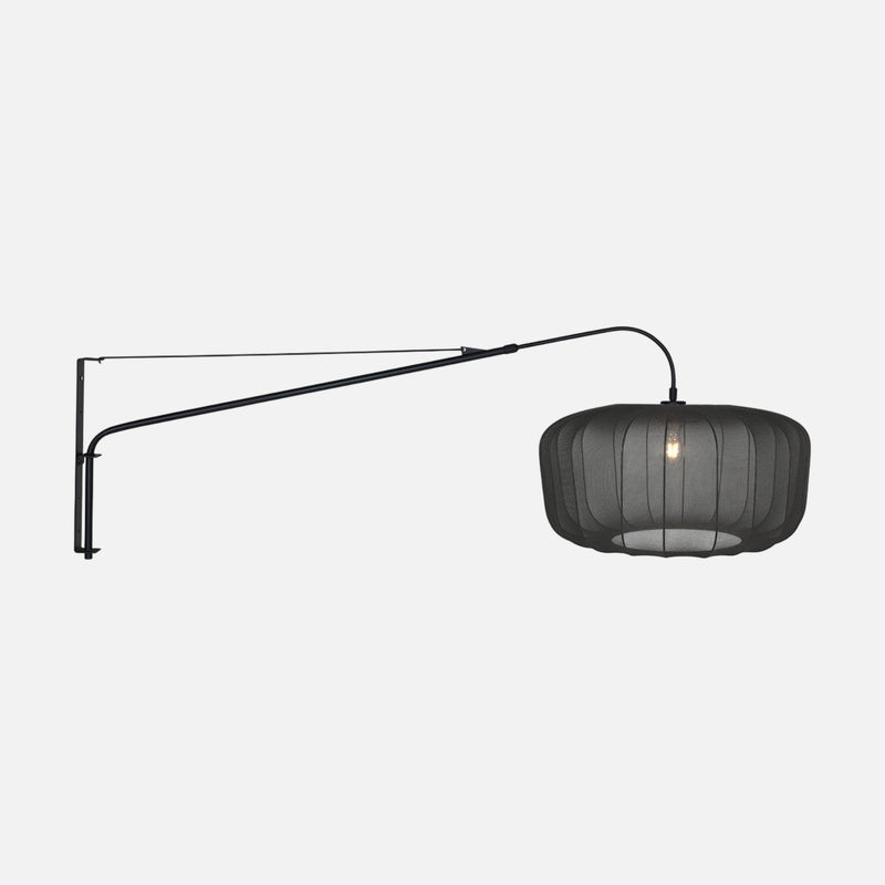 Black articulated wall lamp, voile shade for living room | Sparkled