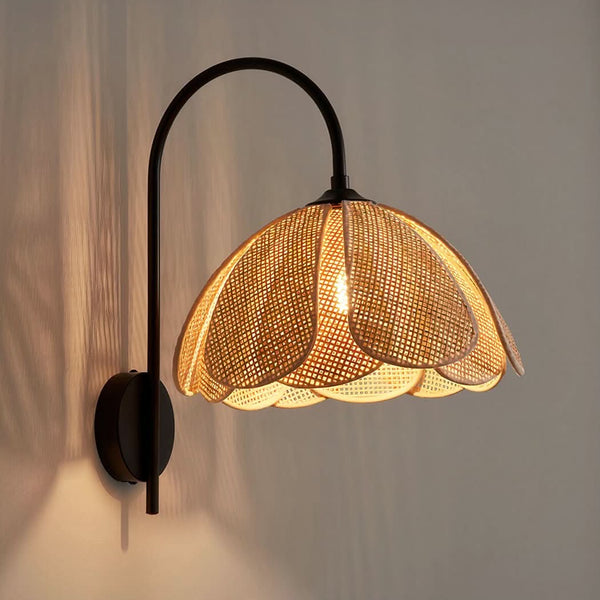 Cane Wall Lamp with Metal Base | Oria