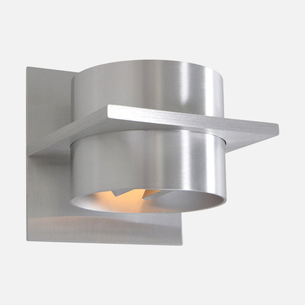 cylindrical up and down beam wall light, brushed steel G9 | Cylo