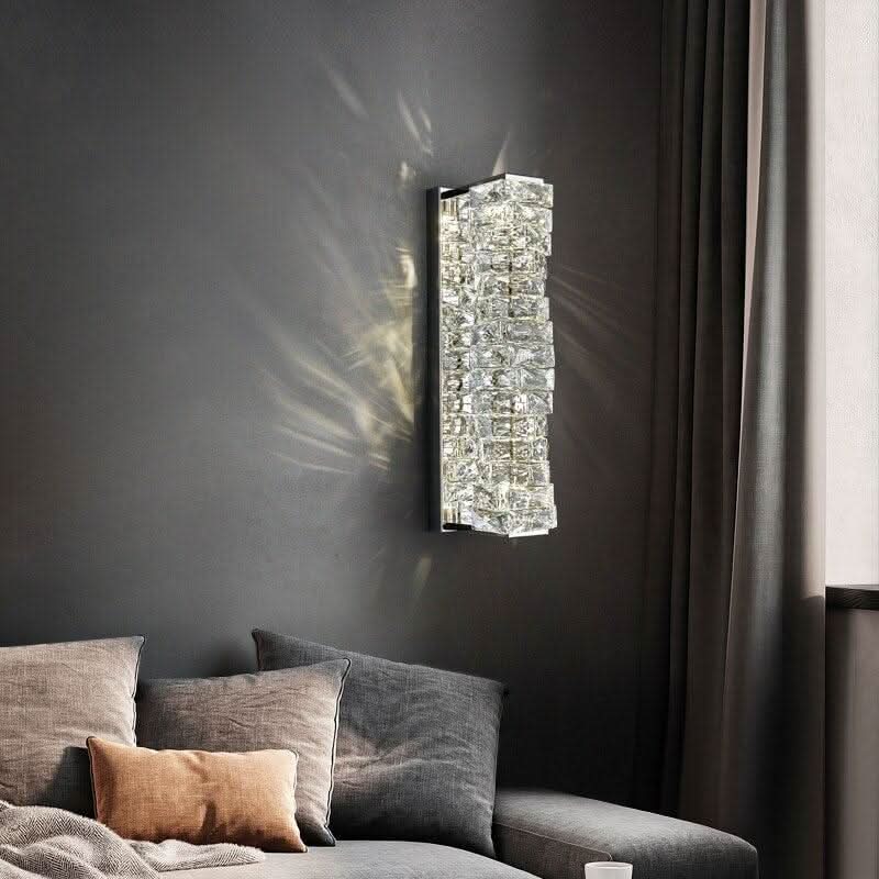 Applique Murale Rectangulaire en Cristal | Reflection - Designix Applique Murale Or | Hauteur 26cm Blanc Chaud