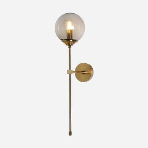 Smoked glass wall lamp, gold sphere | Mystic Radiance