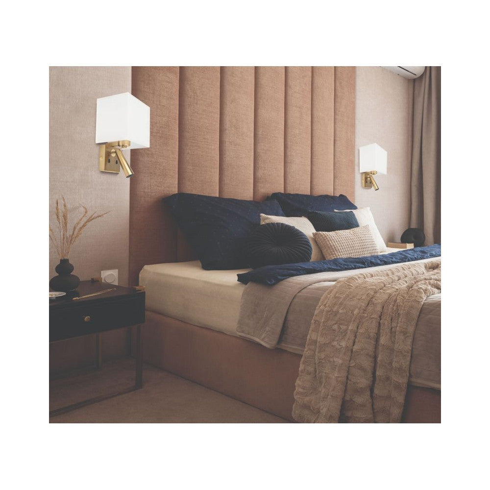Applique Orientable ZAMBELIS E27 DESIGN Laiton Brosse et Beige Sans Source H73