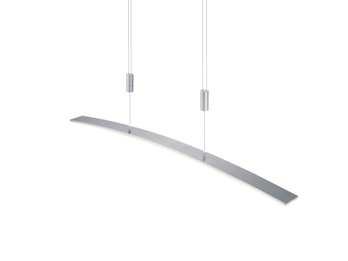 Vue arrière montrant le profil supérieur en aluminium et les deux câbles de suspension fins.
