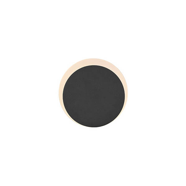 Vue de face de l'applique murale ronde noire avec un contour beige clair