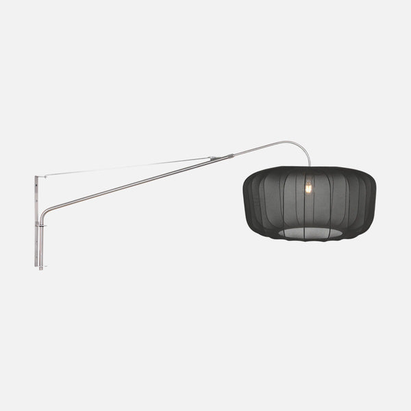 Adjustable wall reading lamp with large steel arm, black lampshade Ø60 cm | Elegant Classy