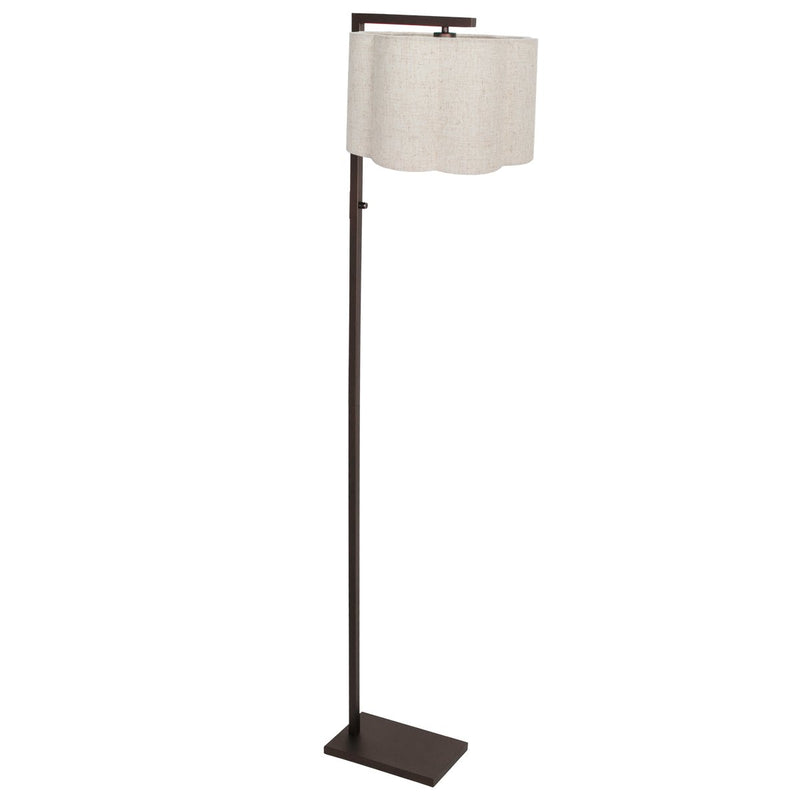 Lampadaire FloraWave marron, abat-jour crème clair Ø30 cm