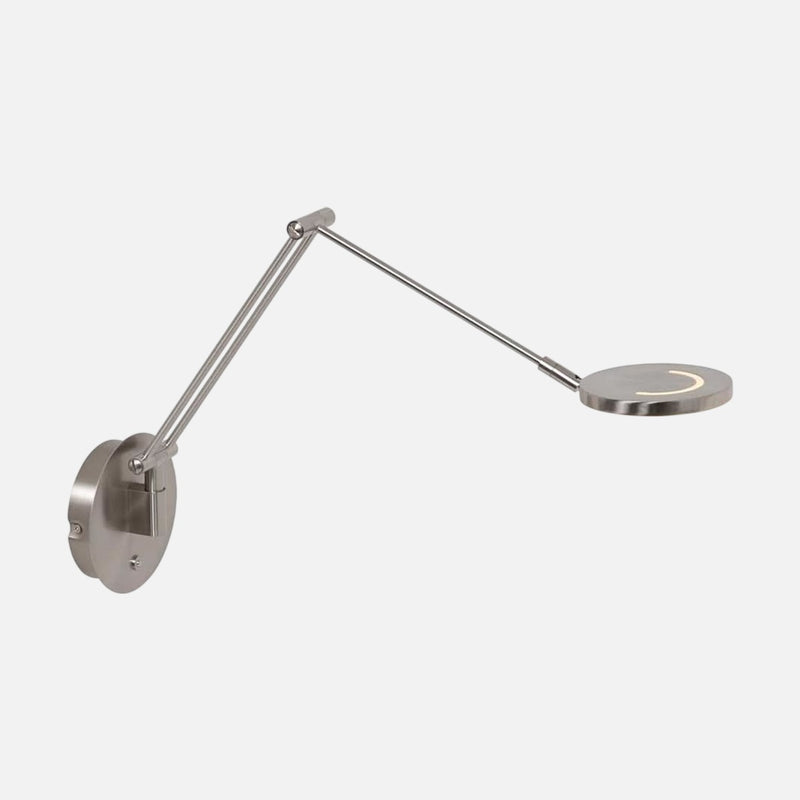 Adjustable LED wall lamp, brushed steel swing-arm reading light | Soleil