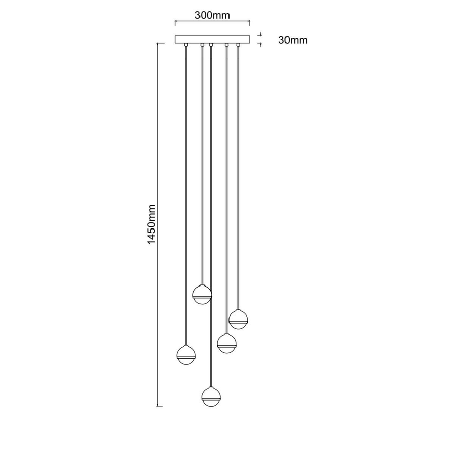 Suspension LED Bolicina V dorée, verre