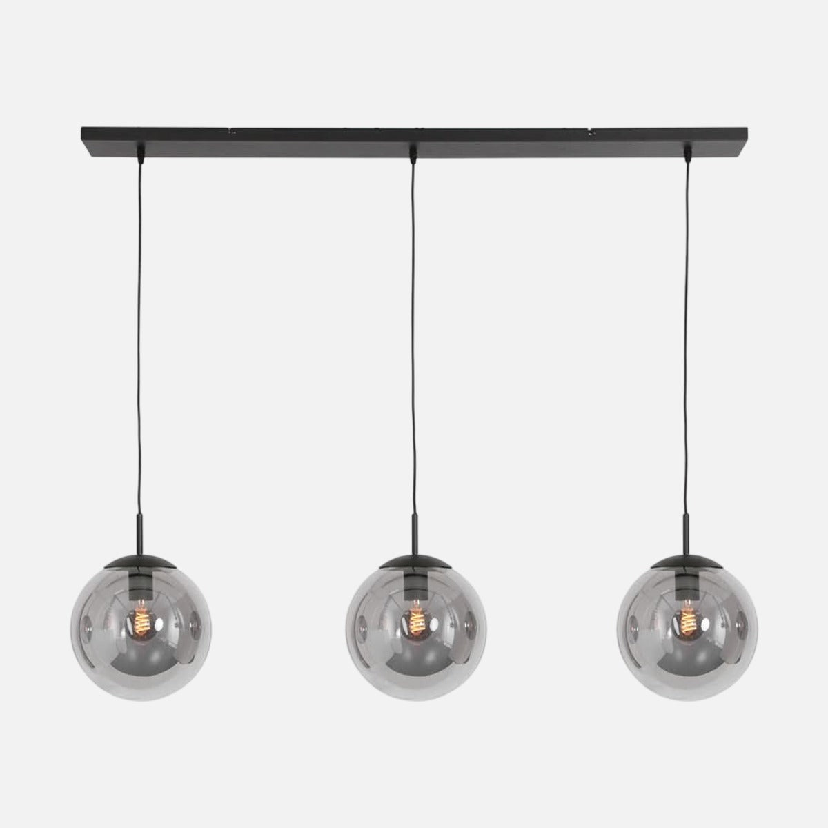 Suspension boule noire 3 globes verre fumé Bollique 3122ZW | Designix