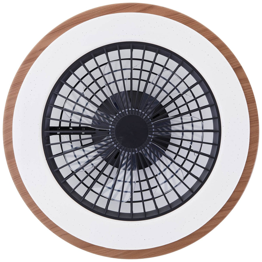 Ventilateur de plafond lumineux Slimline bois et noir