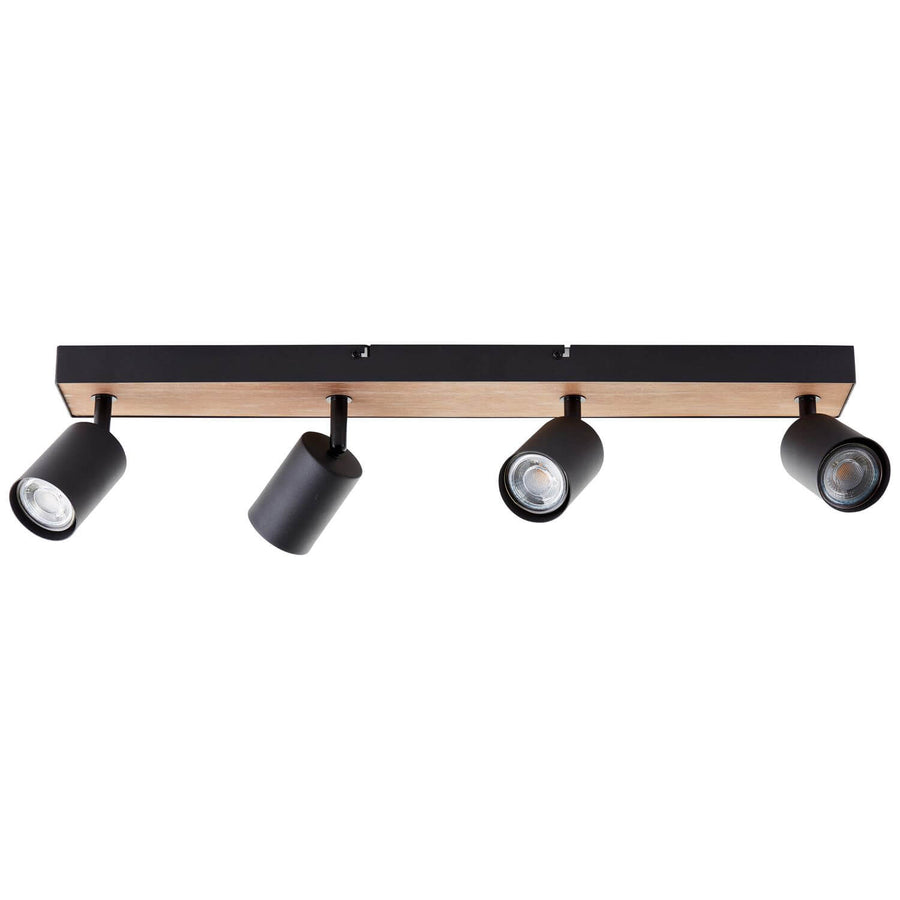 Plafonnier Jello Wood 4 lumières noir et bois
