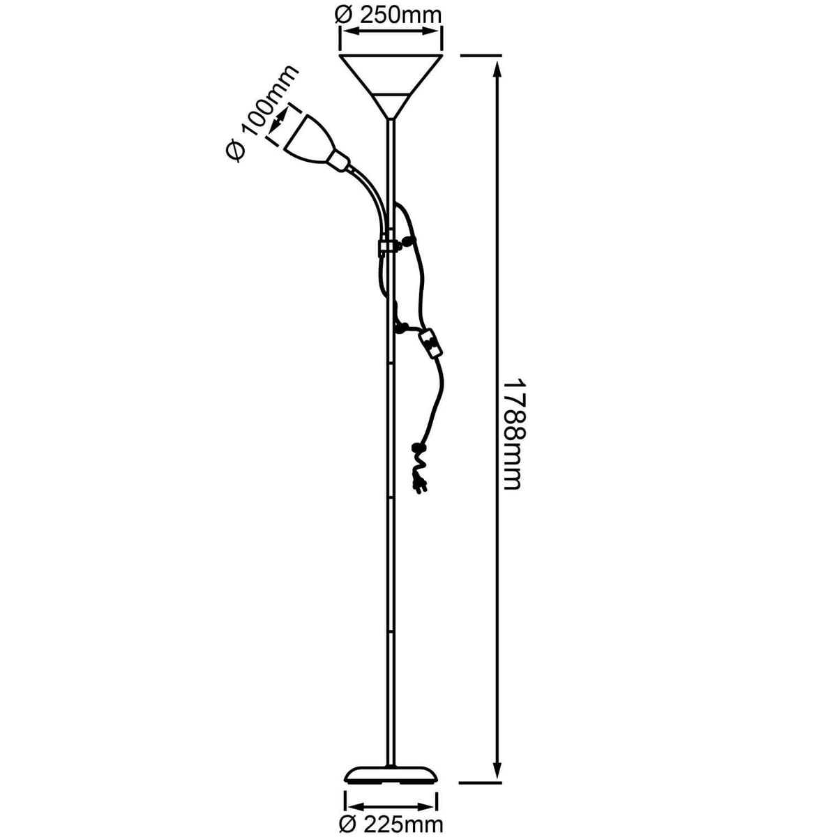 Lampadaire Spari argenté et blanc (G98811/05)