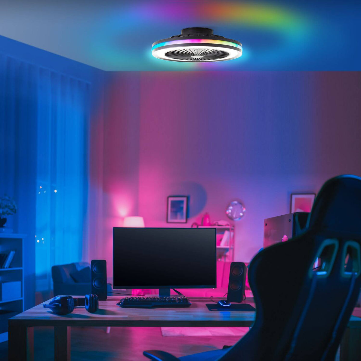 Ventilateur de plafond lumineux Palmero noir