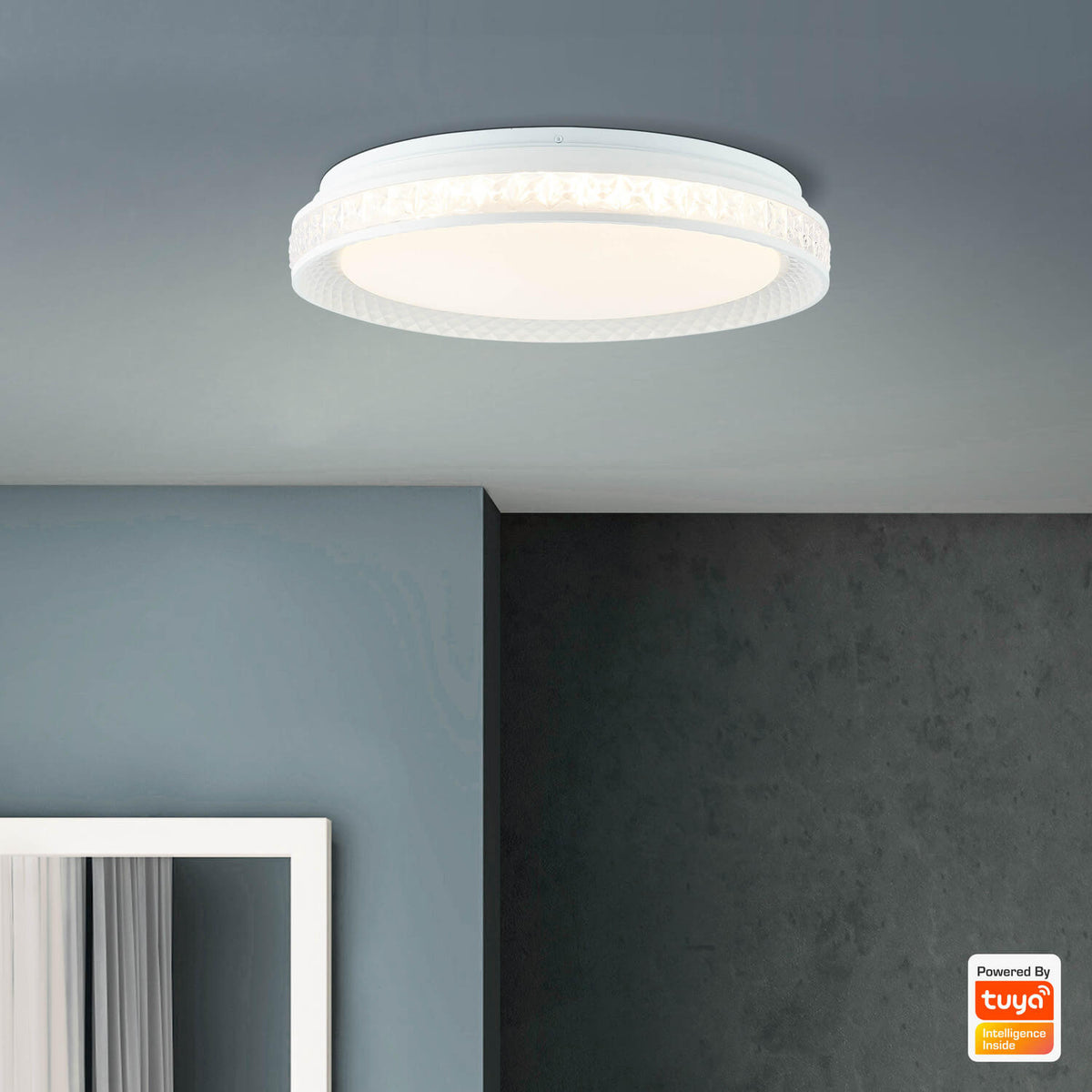 Plafonnier Burlie transparent et blanc