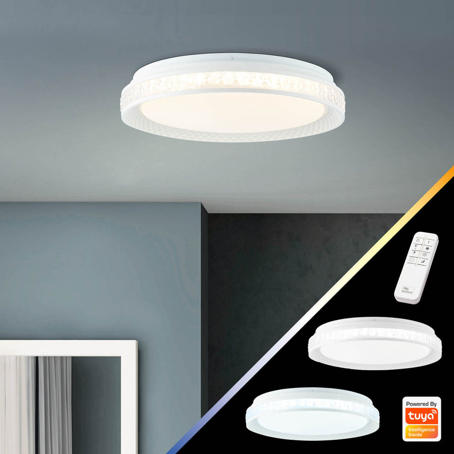 Plafonnier Burlie transparent et blanc