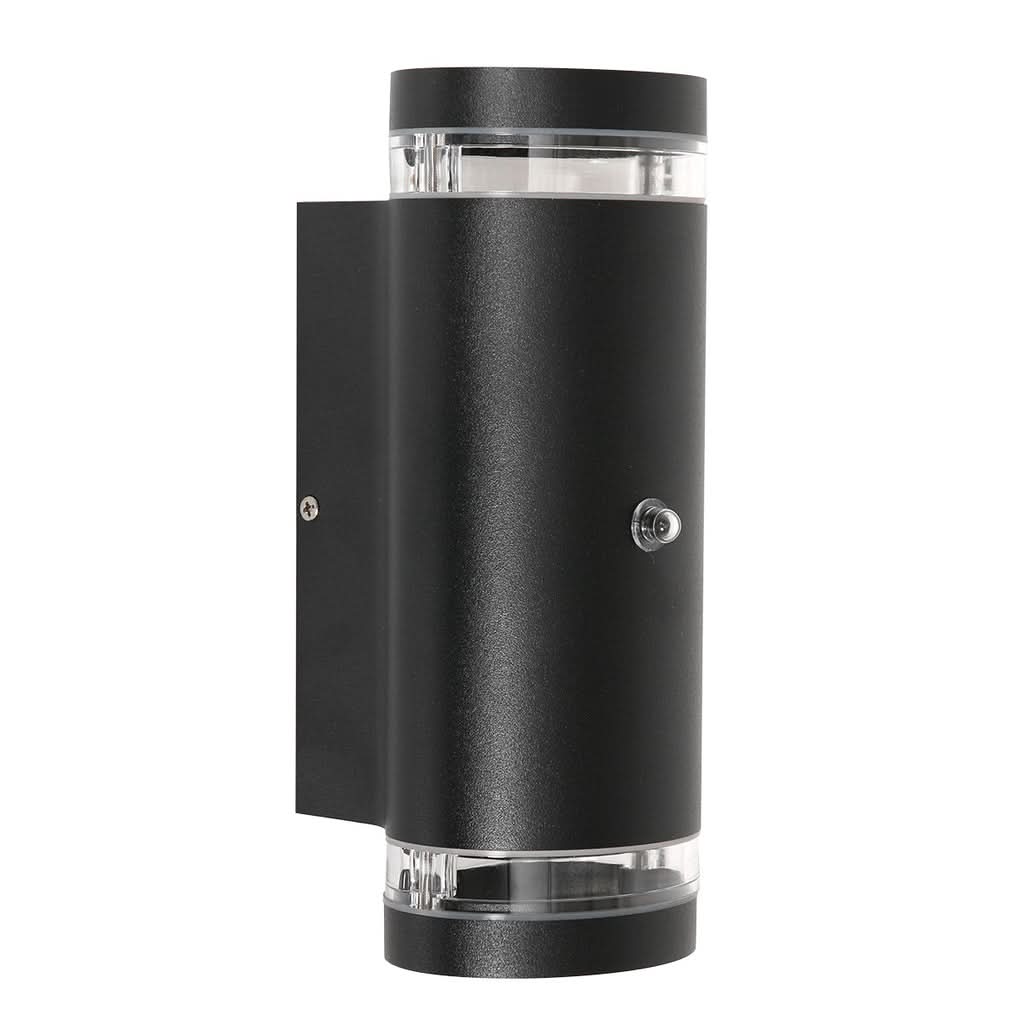 Produit de face, corps noir mat et diffuseurs transparents en haut et en bas.