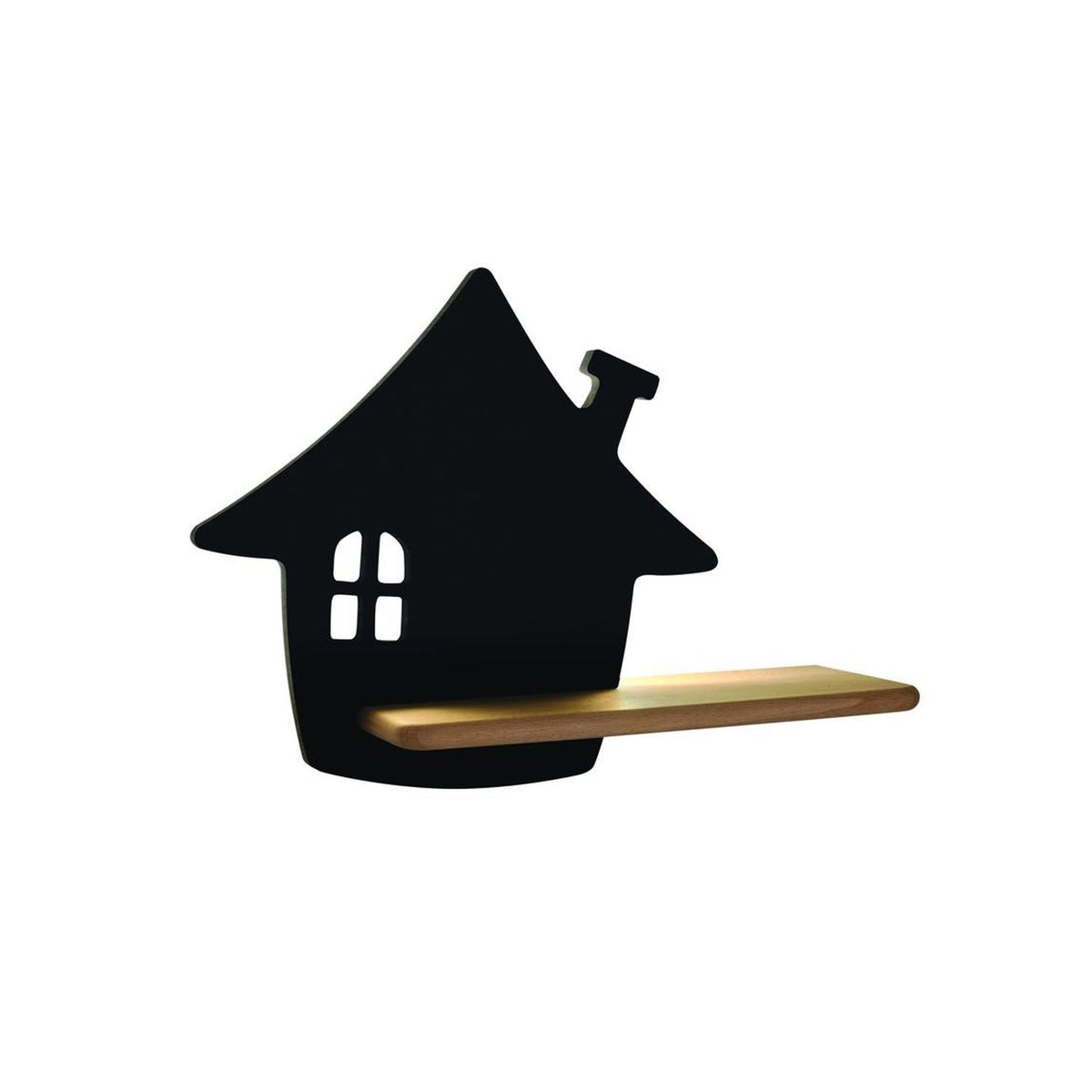 Applique murale LED House pour chambre d'enfant noire, bois (réf. 21-84859)