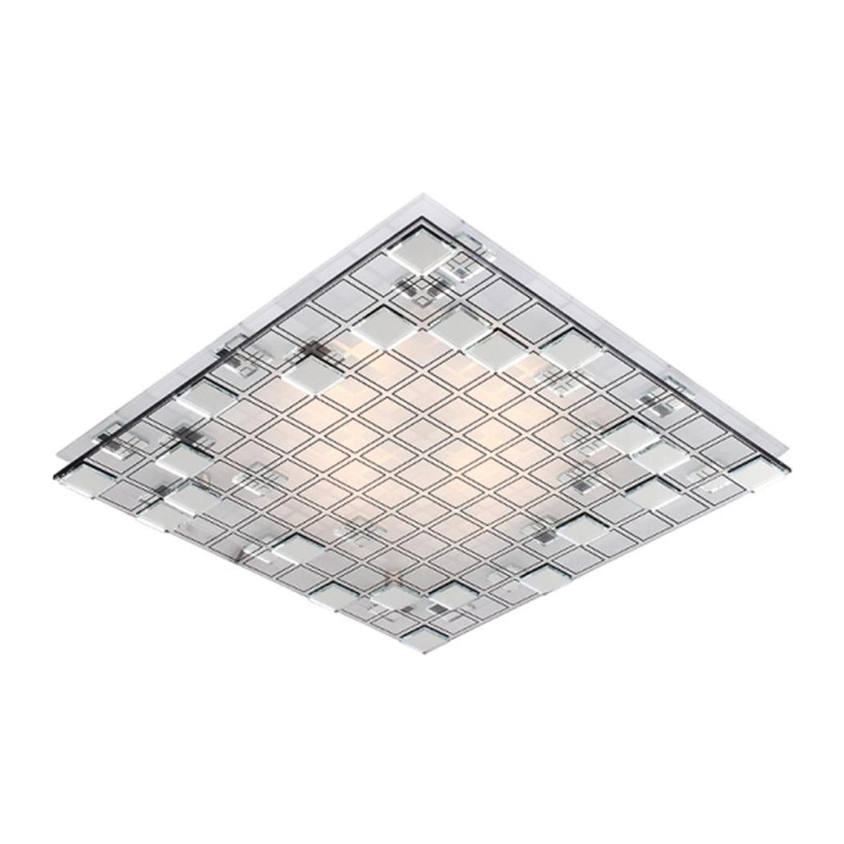 Plafonnier Mosaic 2 lumières argenté, verre