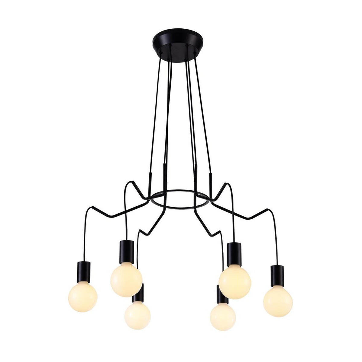 Suspension Basso 6 lumières noire mat