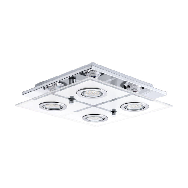 Plafonnier Cabo inox et blanc, verre, L 29 cm