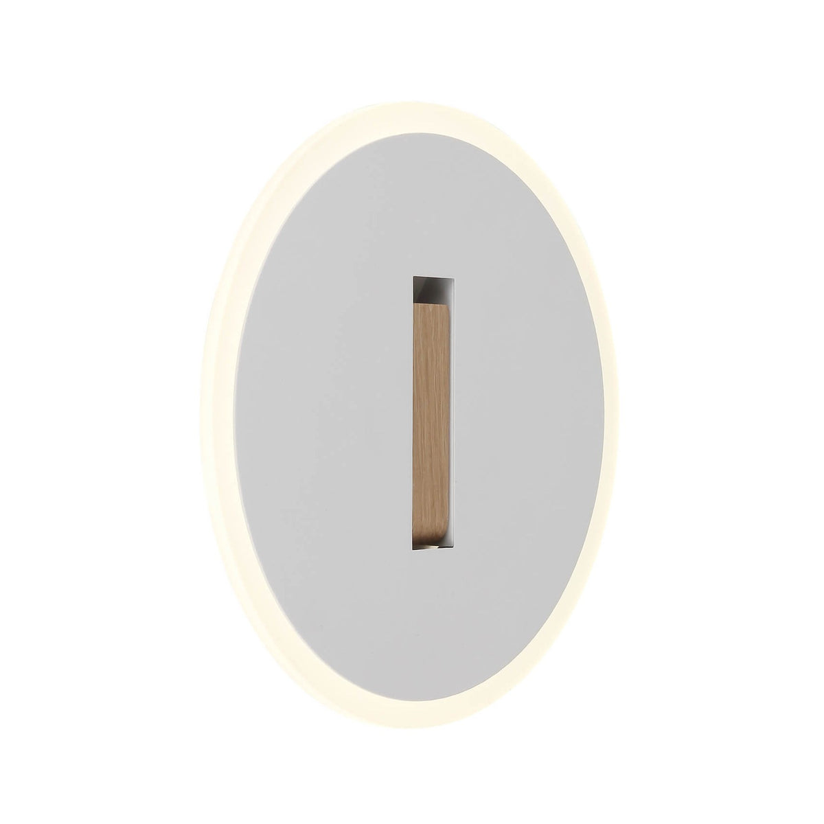 Vue de face d'une applique murale ronde blanche mate avec halo lumineux